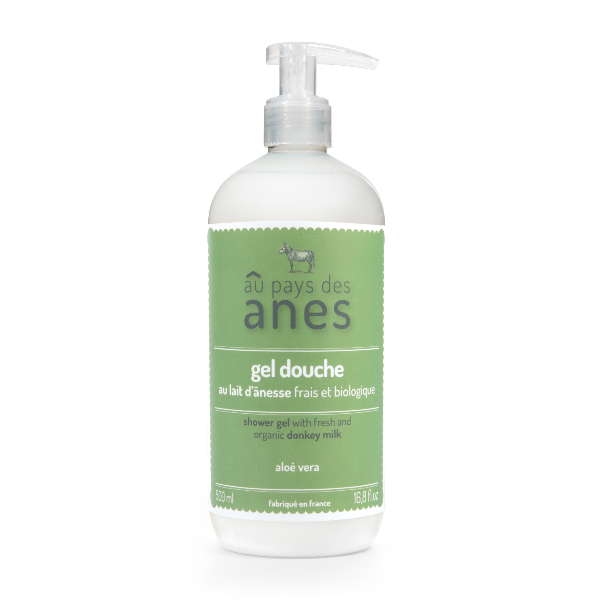Gel douche au lait d’ânesse frais et biologique Aloe Vera 500 ml