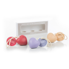 Coffret Savons Coeurs F.Oranger - F.Rouges - Lavande