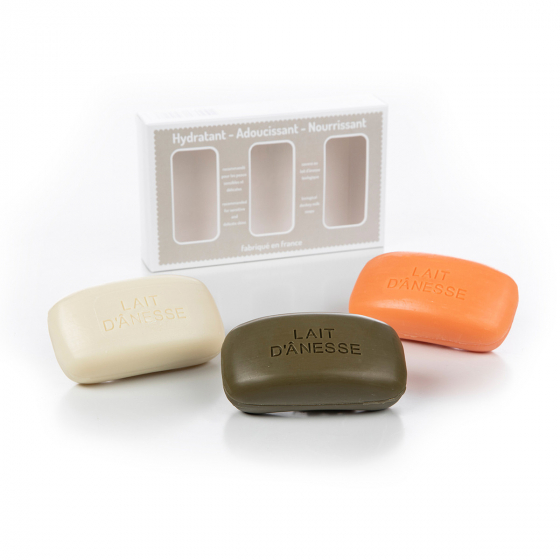 Coffret savons concaves Argan - Amande Douce - Abricot Coffret savons concaves Argan - Amande Douce - Abricot
