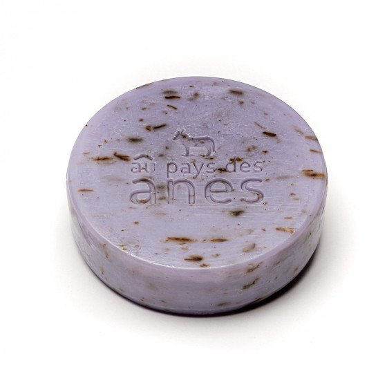 Savon exfoliant sans huile de palme au lait d'ânesse biologique Lavande 100g Au Pays des Ânes