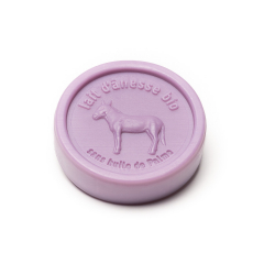 Savon rond sans huile de palme au lait d\'ânesse biologique Violette 100g