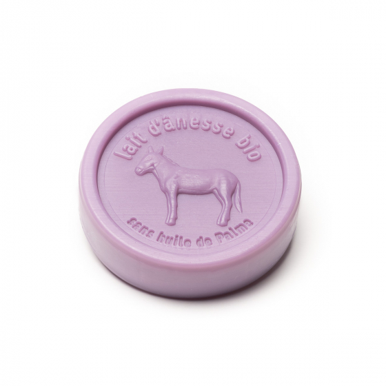 Savon rond au lait d'ânesse biologique Violette 100g Au Pays des Ânes