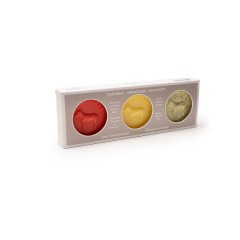 Coffret savons ronds sans huile de palme Coquelicot, Citron, Tilleul exfoliant Au Pays des Ânes