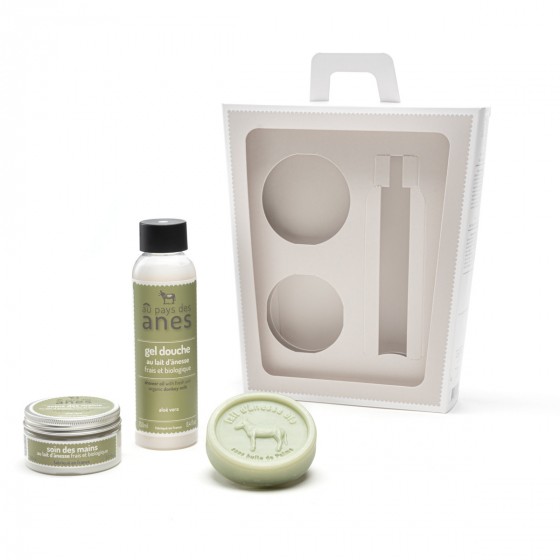 Coffret beauté gel douche - crème mains pot - savon rond Aloe