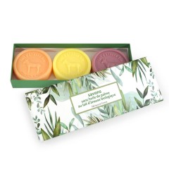 Coffret cadeau savons ronds fruité avec boite Luxe