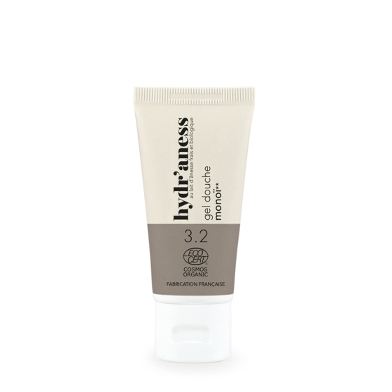 Gel douche format voyage monoï certifié bio au lait d'ânesse frais 30ml Hydr'aness