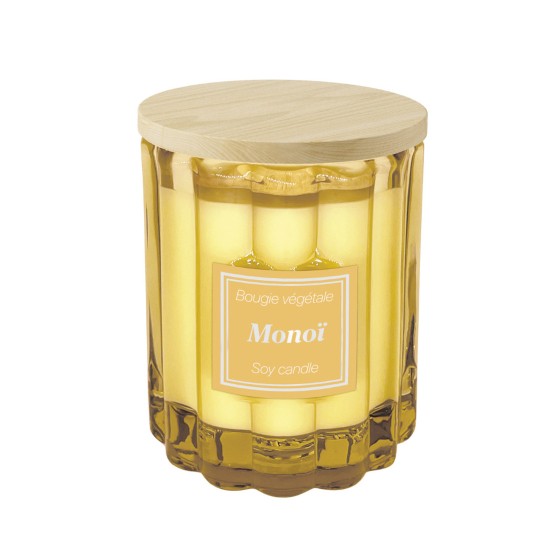 Bougie Parfumée Monoï Cire D'olive 200g - 40h De Combustion - Fabriquée En France, Cadeau Luxe