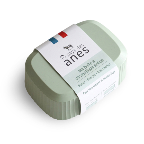 Boite à savon de voyage en bouchons recyclés verte Au Pays des Ânes