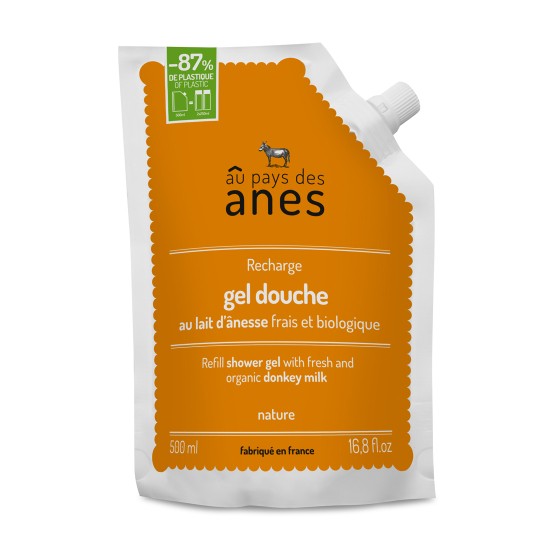 Recharge gel douche au lait d'ânesse frais et biologique 500ml Recharge gel douche au lait d'ânesse frais et biologique 500ml