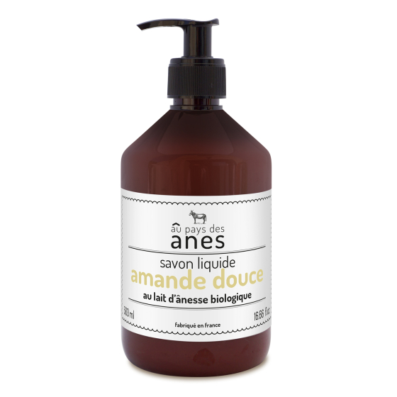 Savon liquide au lait d'ânesse biologique Amande Douce 500 ml Savon liquide au lait d'ânesse biologique Amande Douce 500 ml
