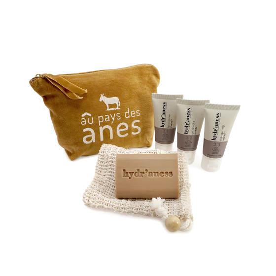 Trousse de voyage les essentiels au lait d'ânesse biologique