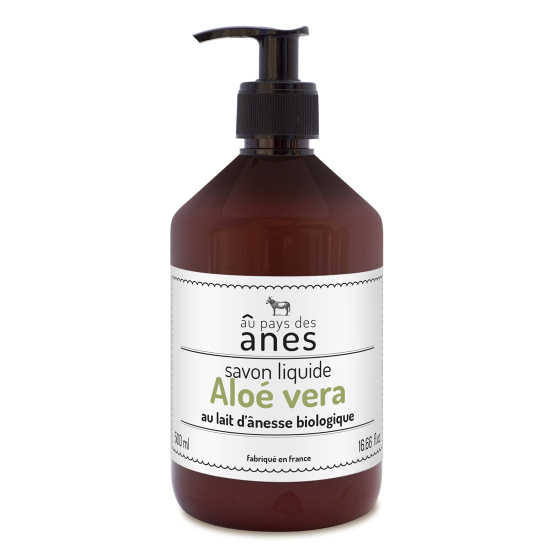Savon liquide au lait d'ânesse bio Aloe Vera 500 ml - Carton de 6 Savon liquide au lait d'ânesse bio Aloe Vera 500 ml - Carton de 6