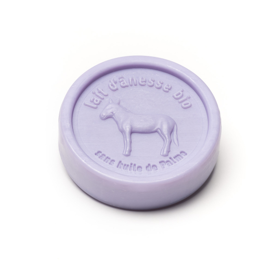 Savon rond sans huile de palme au lait d'ânesse bio Lavande 100g - Carton de 24 Savon rond sans huile de palme au lait d'ânesse bio Lavande 100g - Carton de 24
