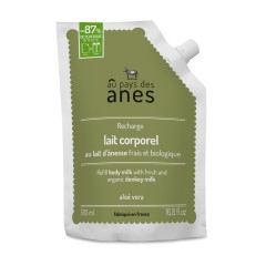 Recharge lait corporel au lait d'ânesse frais et biologique Aloe Vera 500ml