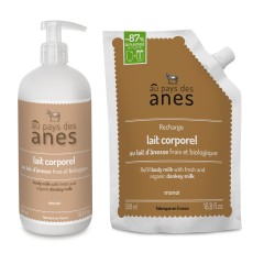 Pack lait corporel Monoï au lait d'ânesse bio et sa recharge 500ml