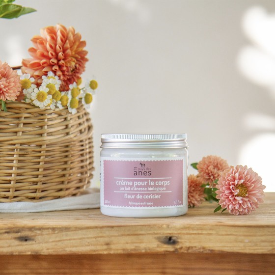 Crème corps au lait d'ânesse biologique 200 ml Fleur de cerisier