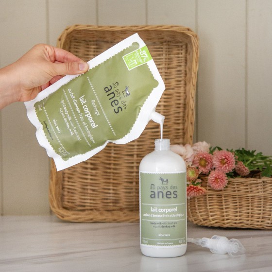 Pack lait corporel Aloe Vera au lait d'ânesse bio 500ml et sa recharge