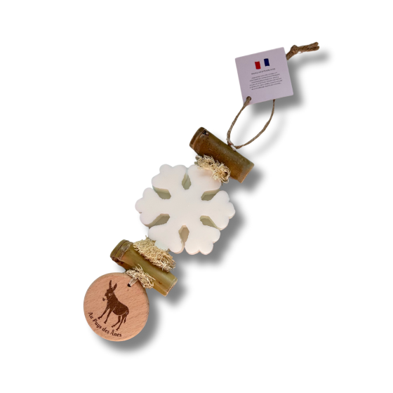 Guirlande de savon parfumé bergamote - 1 flocon de neige + 1 rond bois