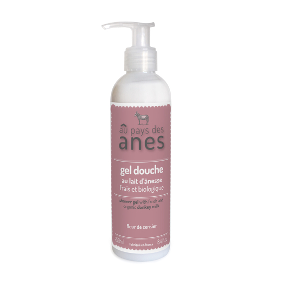 Gel douche au lait d'ânesse frais et biologique Fleur de cerisier 250 ml