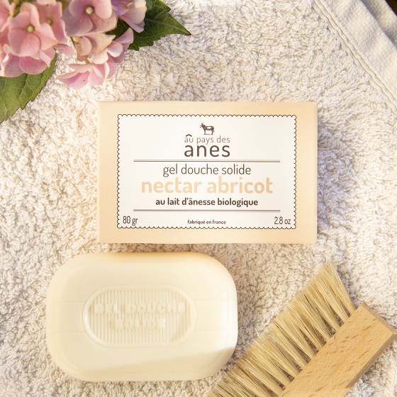 Gel douche solide nectar d'abricot postbiotiques et lait d'ânesse 80g